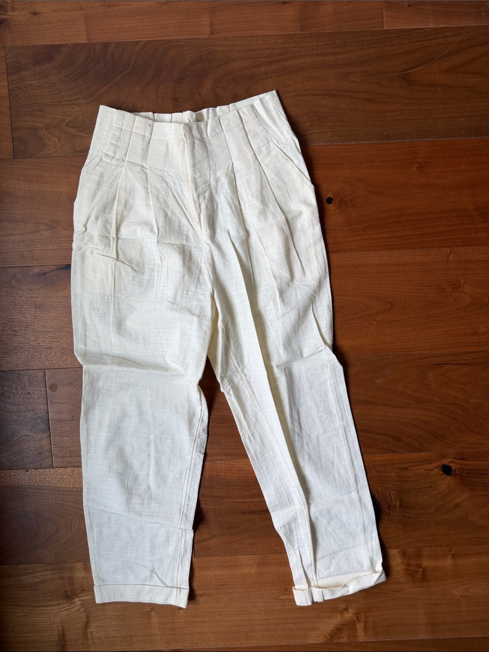 L*SPACE / Cream White 100% Cotton Trouser Pants / S